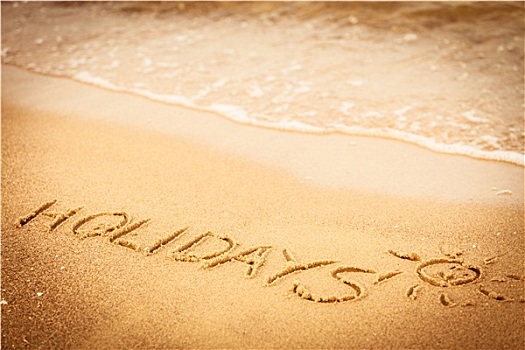 文字,休假,书写,沙子,海滩