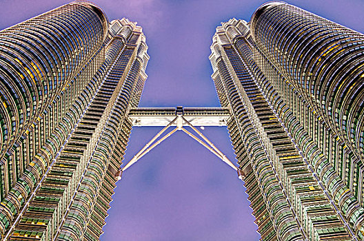 双子塔,黄昏,天桥,吉隆坡,马来西亚,东南亚