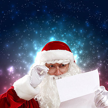 圣诞老人,拿着,圣诞节,信,看镜头