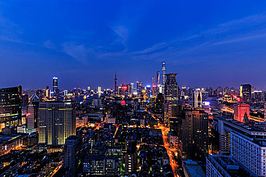 俯瞰上海城市陆家嘴夜景