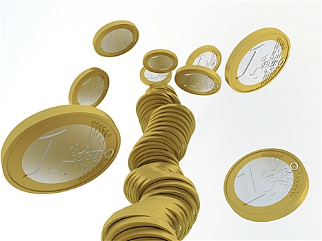 落下,一堆,一欧元,硬币