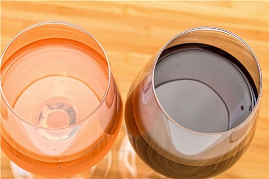 玻璃杯,红色,桃红葡萄酒,木桌子
