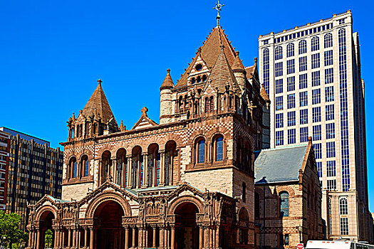 波士顿三一教堂,广场,马萨诸塞,美国