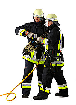消防员,拿着,水力,工具,哪里,金属,分开,救助,人,职业,北莱茵威斯特伐利亚,德国,欧洲