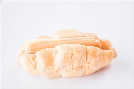 香肠,奶酪馅料,牛角面包,白色背景,背景