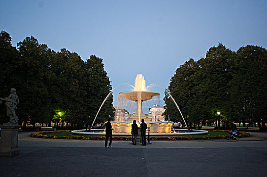 喷泉,公园,华沙,省,波兰,欧洲