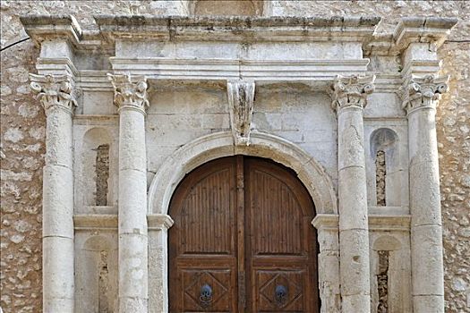 教堂,门口,克里特岛,希腊,欧洲
