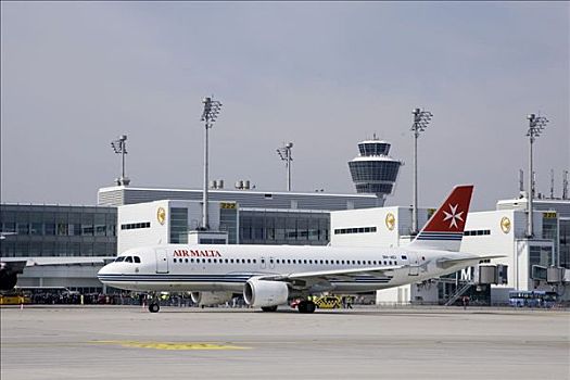 空中客车,a320,飞机,空气,马耳他,出租车,慕尼黑,机场,巴伐利亚,德国