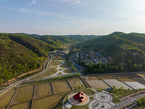 陕西省延安市南泥湾航拍图片