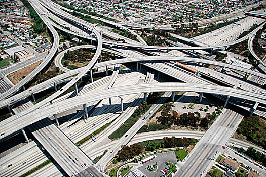 俯视,裁定,立体交叉路,靠近,雅典,社区,洛杉矶,加利福尼亚
