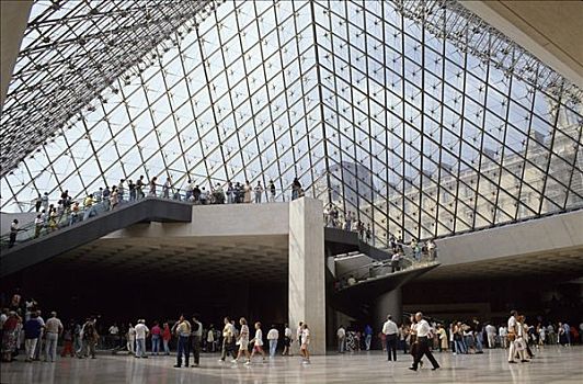 玻璃金字塔,入口,卢浮宫,巴黎,法国
