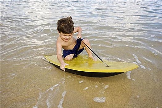 夏威夷,毛伊岛,婴儿,海滩,男孩,玩,水,趴板