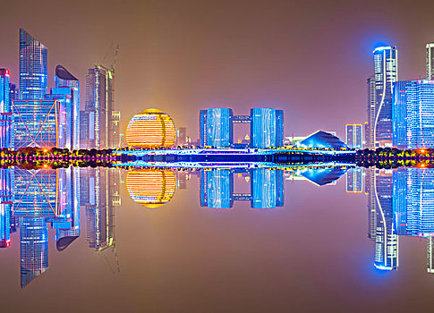 夜景,中央商务区,建筑,风景,杭州