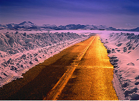 堆积,雪,公路,山脉,加利福尼亚,美国