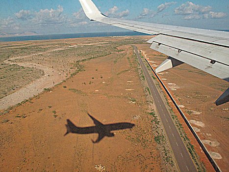 也门,索科特拉岛,影子,飞机,机场跑道