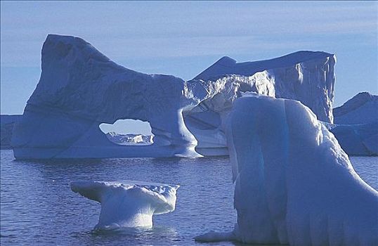 怪诞,冰山,寒冷,海洋,迪斯科湾,格陵兰,北极