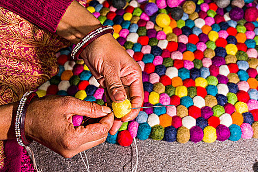 女人,产生,地毯,球,加德满都,尼泊尔,亚洲