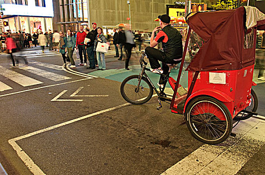 人力车,时代广场,42街,纽约,美国