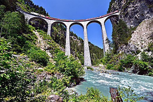 列车,铁路,高架桥,世界遗产,靠近,瑞士,欧洲