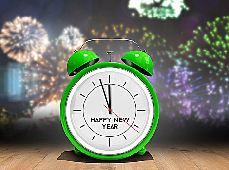 新年快乐,绿色,闹钟