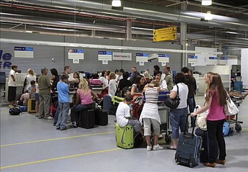 乘客,等待,机场,莱茵兰普法尔茨州,德国,欧洲