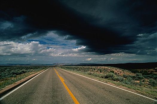 公路,乌云,靠近,湖,亚利桑那,美国