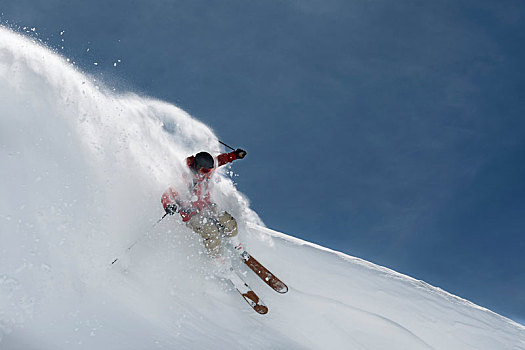 男性,滑雪,陡峭,山坡,隆河阿尔卑斯山省,法国