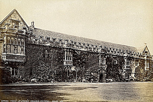 花园,正面,大学,牛津,迟,19世纪,早,20世纪