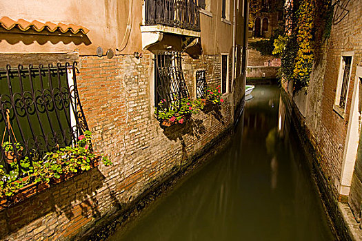 欧洲,意大利,威尼斯,夜晚,运河