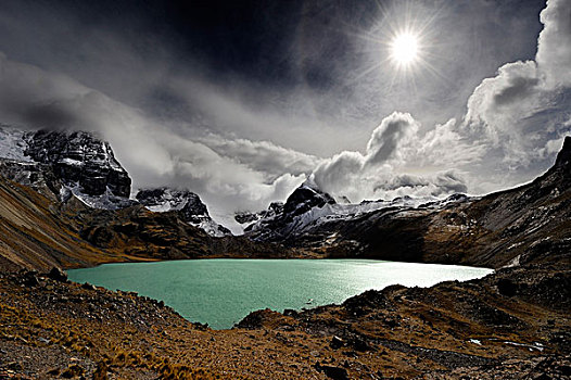 泻湖,山峦,玻利维亚,南美