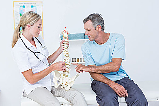医生,展示,身体,脊椎,病人,诊所