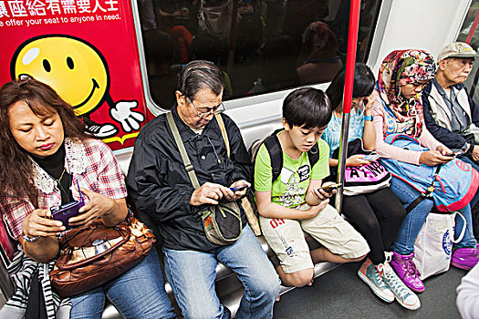 中国,香港,地铁,乘客,电子装置