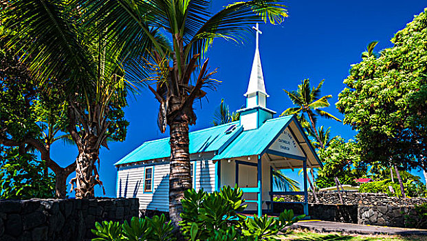 天主教,教堂,夏威夷,夏威夷大岛,美国