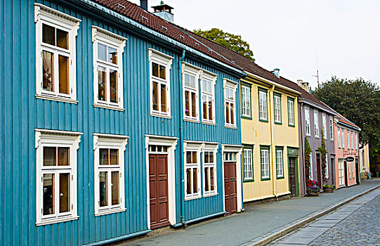 特隆赫姆,挪威,彩色,家,街上,城市