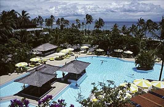 印度尼西亚,巴厘岛,酒店,俯视,胜地,游泳池,海洋,背景