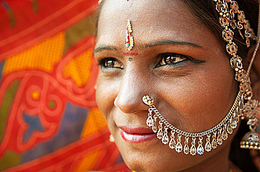传统,印度女人,特写