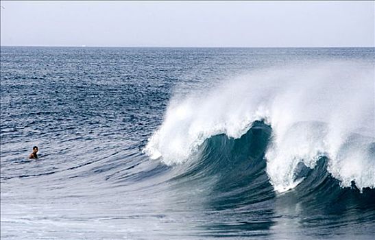 高,波浪,海滩