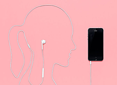 头戴式耳机,线缆,室外,形状,女人,头部,苹果手机