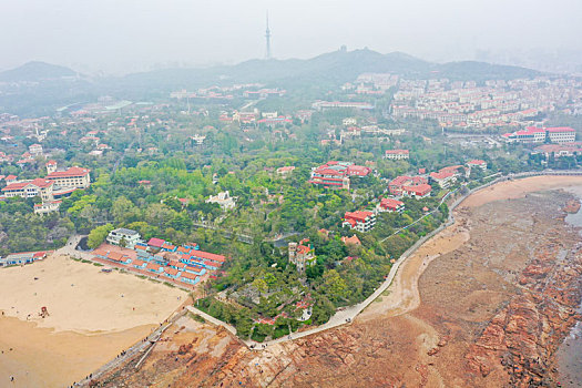 航拍山东青岛八大关景区