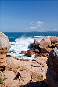 海洋,波浪,粉色,花冈岩,石头