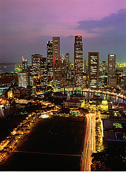 城市天际线,黄昏,新加坡