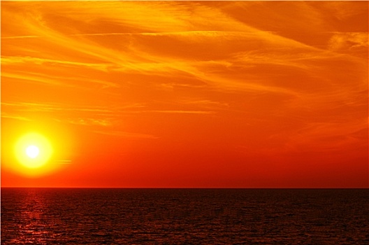 日落,海上