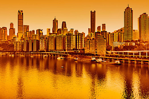 重庆市嘉陵江外滩都市高楼环境建筑