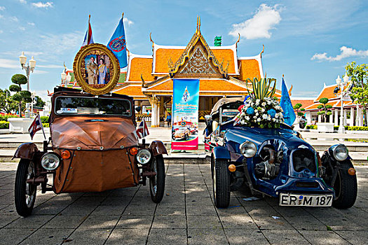老爷车,展示,寺院,背影,曼谷,泰国,亚洲