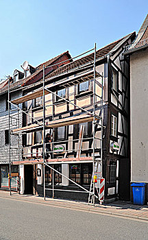 修葺,历史,半木结构,房子,布茨巴赫,黑森州,德国,欧洲