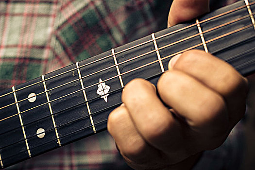 特写,手,弹吉他