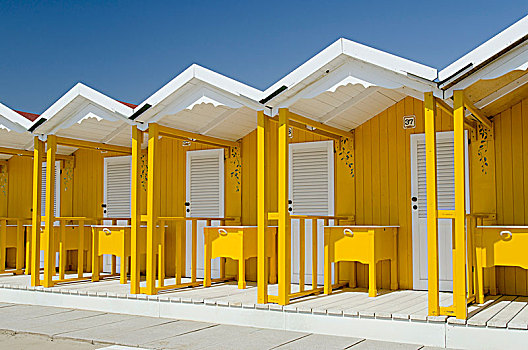 黄色,海滩小屋,托斯卡纳,意大利,欧洲