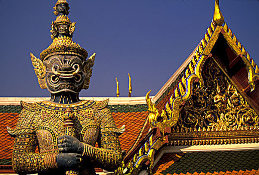 亚洲,泰国,曼谷,老,大皇宫,玉佛寺,巨大,塑像