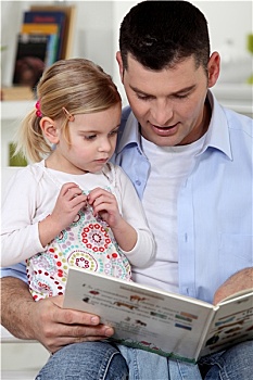 父亲,读,故事,女儿