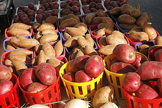 红色,土豆,甘薯,农贸市场